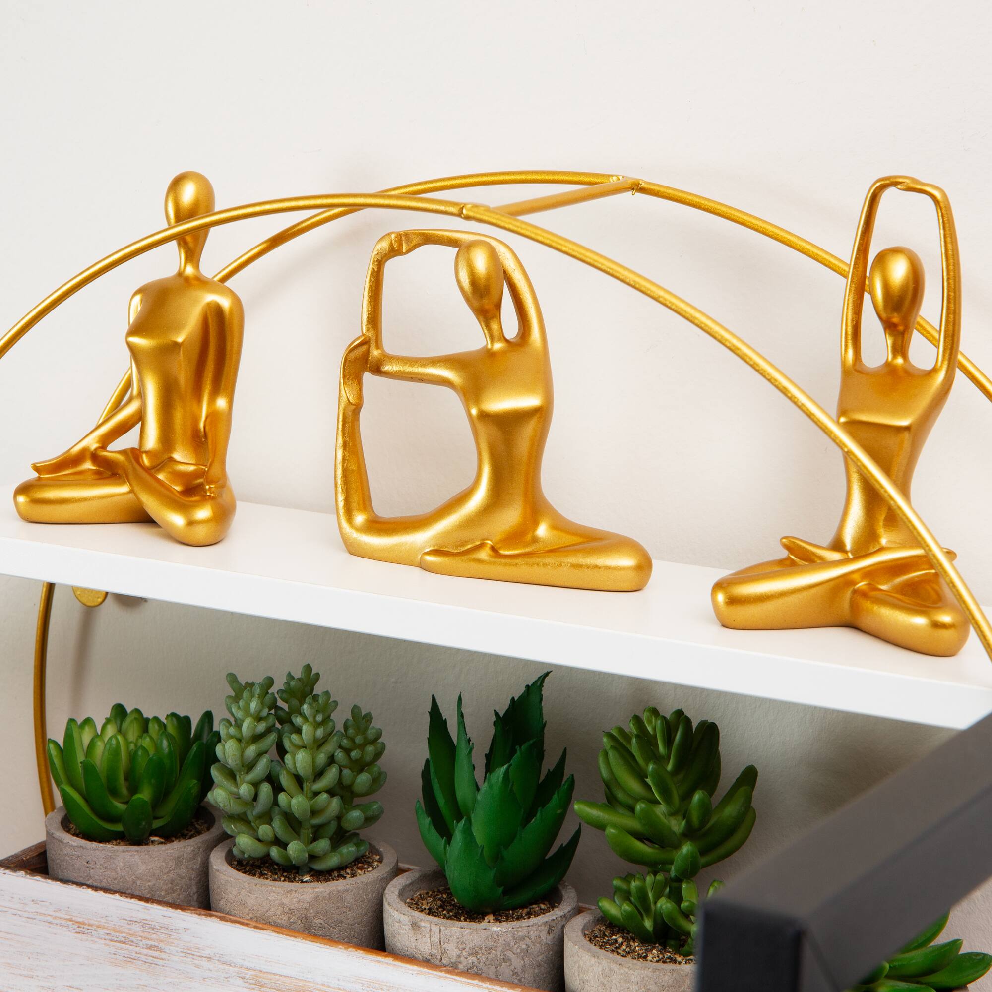 Mind Reader Yoga Figurine Set, Set of 3, Gold